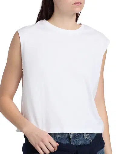 Majestic Filatures Women's Interlock Cotton Sleeveless Tank - Blanc | Thumbnail 6 Majestic Filatures Women's Interlock Cotton Sleeveless Tank - Blanc | Thumbnail 6