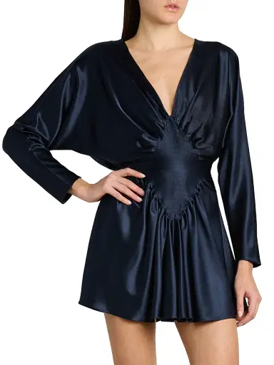 Versace Women's Silk Satin Cocktail Minidress - Dark Navy | Thumbnail 3 Versace Women's Silk Satin Cocktail Minidress - Dark Navy | Thumbnail 3
