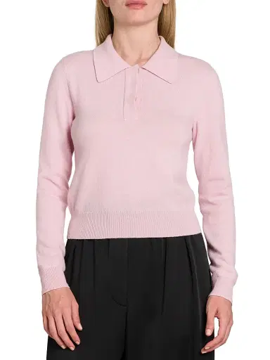 Jil Sander Women's Virgin Wool Relaxed-Fit Polo Sweater | Thumbnail 3 Jil Sander Women's Virgin Wool Relaxed-Fit Polo Sweater | Thumbnail 3