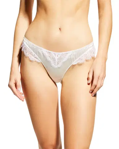 Kiki De Montparnasse Sensuel Lace-Trim Silk Thong | Thumbnail 1 Kiki De Montparnasse Sensuel Lace-Trim Silk Thong | Thumbnail 1