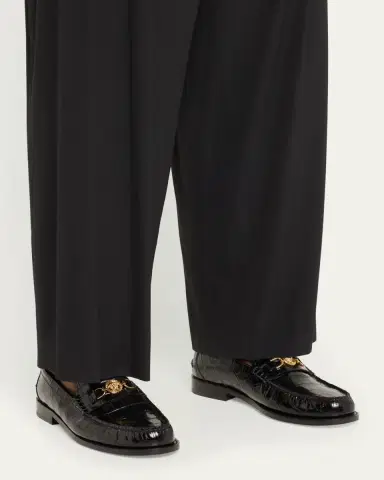 Versace Men's Croc-Effect Medusa Coin Bit Loafers | Thumbnail 2 Versace Men's Croc-Effect Medusa Coin Bit Loafers | Thumbnail 2