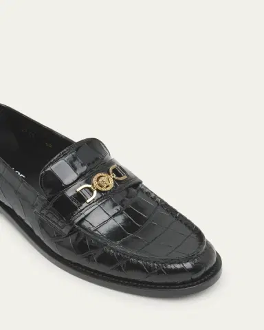 Versace Men's Croc-Effect Medusa Coin Bit Loafers | Thumbnail 5 Versace Men's Croc-Effect Medusa Coin Bit Loafers | Thumbnail 5