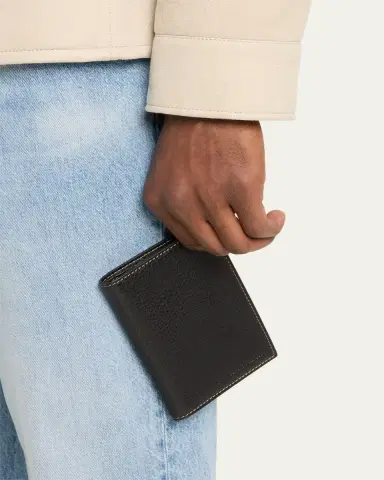 Brunello Cucinelli Men's Leather Bifold Card Holder | Thumbnail 2 Brunello Cucinelli Men's Leather Bifold Card Holder | Thumbnail 2