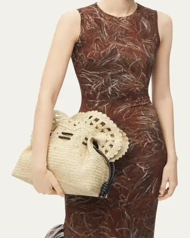 LOEWE x Paula's Ibiza Flamenco Medium Ruffled Clutch Bag in Raffia | Thumbnail 5 LOEWE x Paula's Ibiza Flamenco Medium Ruffled Clutch Bag in Raffia | Thumbnail 5