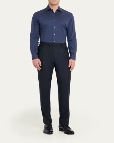 Brioni Wool Mid-Rise Straight-Leg Tailored Pants | Thumbnail 2 Brioni Wool Mid-Rise Straight-Leg Tailored Pants | Thumbnail 2