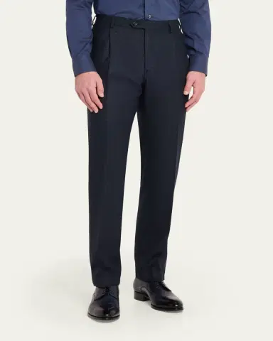 Brioni Wool Mid-Rise Straight-Leg Tailored Pants | Thumbnail 4 Brioni Wool Mid-Rise Straight-Leg Tailored Pants | Thumbnail 4