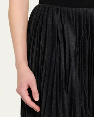 Alaïa Pleated Merino Flannel Midi Skirt | Thumbnail 5 Alaïa Pleated Merino Flannel Midi Skirt | Thumbnail 5