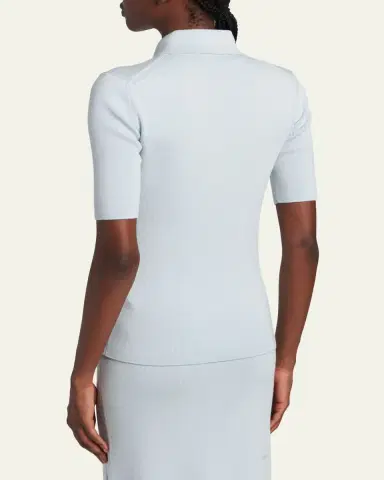 Jil Sander Short-Sleeve Wool Polo Sweater | Thumbnail 3 Jil Sander Short-Sleeve Wool Polo Sweater | Thumbnail 3