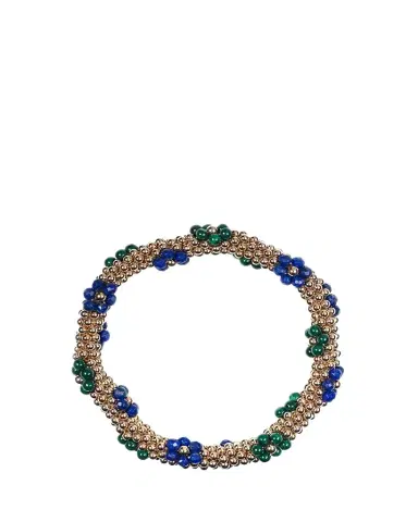 Meredith Frederick 14K Yellow Gold Lapis and Malachite Daisy Bracelet | Thumbnail 1 Meredith Frederick 14K Yellow Gold Lapis and Malachite Daisy Bracelet | Thumbnail 1