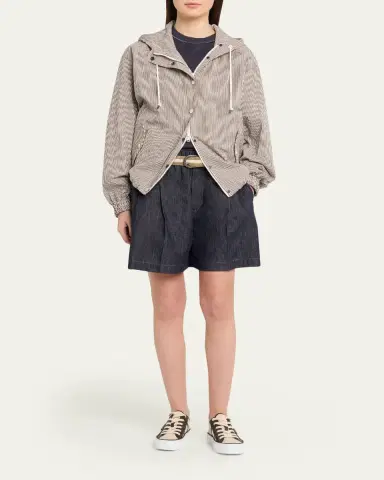 Brunello Cucinelli Metallic Seams Cotton Stretch Short-Sleeve T-Shirt | Thumbnail 2 Brunello Cucinelli Metallic Seams Cotton Stretch Short-Sleeve T-Shirt | Thumbnail 2