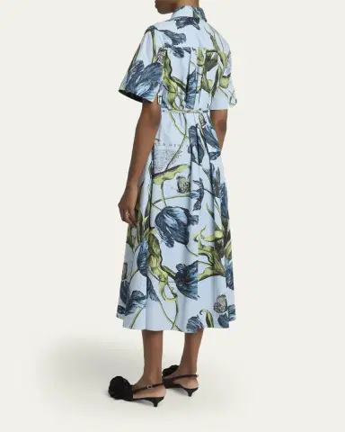 Erdem Floral-Print Cotton Short-Sleeve Midi Shirtdress | Thumbnail 3 Erdem Floral-Print Cotton Short-Sleeve Midi Shirtdress | Thumbnail 3