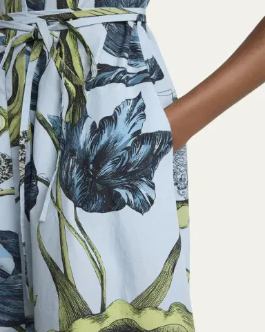 Erdem Floral-Print Cotton Short-Sleeve Midi Shirtdress | Thumbnail 5 Erdem Floral-Print Cotton Short-Sleeve Midi Shirtdress | Thumbnail 5