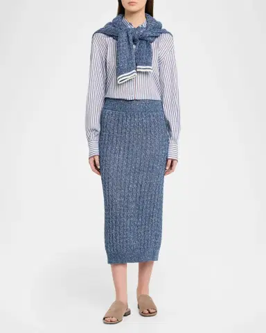 Brunello Cucinelli Monili-Trim Striped Cotton Poplin Button-Down Shirt | Thumbnail 6 Brunello Cucinelli Monili-Trim Striped Cotton Poplin Button-Down Shirt | Thumbnail 6
