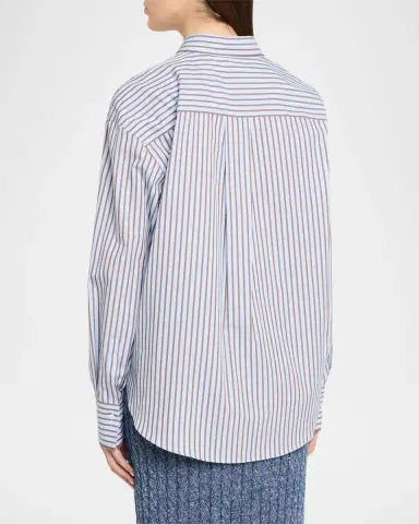 Brunello Cucinelli Monili-Trim Striped Cotton Poplin Button-Down Shirt | Thumbnail 7 Brunello Cucinelli Monili-Trim Striped Cotton Poplin Button-Down Shirt | Thumbnail 7