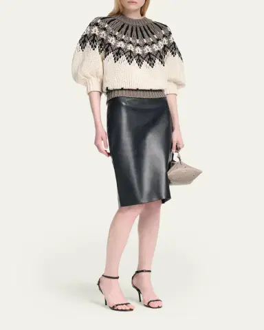 Altuzarra Marty Fair Isle Short Puff-Sleeve Sweater | Thumbnail 2 Altuzarra Marty Fair Isle Short Puff-Sleeve Sweater | Thumbnail 2