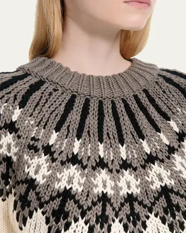 Altuzarra Marty Fair Isle Short Puff-Sleeve Sweater | Thumbnail 5 Altuzarra Marty Fair Isle Short Puff-Sleeve Sweater | Thumbnail 5