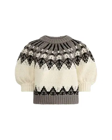 Altuzarra Marty Fair Isle Short Puff-Sleeve Sweater | Thumbnail 1 Altuzarra Marty Fair Isle Short Puff-Sleeve Sweater | Thumbnail 1
