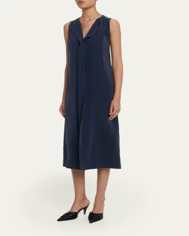 Giorgio Armani Technical Silk Sleeveless Midi Shirtdress | Thumbnail 4 Giorgio Armani Technical Silk Sleeveless Midi Shirtdress | Thumbnail 4