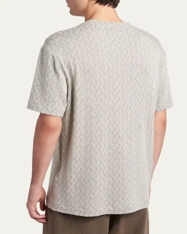 Giorgio Armani Men's Geometric Jacquard Crewneck T-Shirt | Thumbnail 3 Giorgio Armani Men's Geometric Jacquard Crewneck T-Shirt | Thumbnail 3