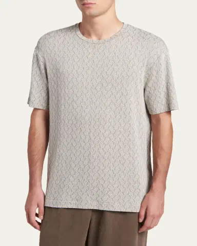 Giorgio Armani Men's Geometric Jacquard Crewneck T-Shirt | Thumbnail 4 Giorgio Armani Men's Geometric Jacquard Crewneck T-Shirt | Thumbnail 4