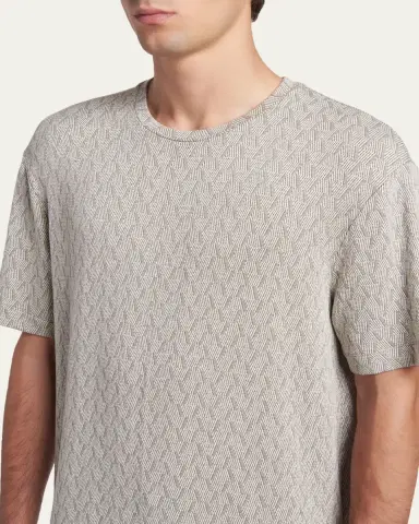 Giorgio Armani Men's Geometric Jacquard Crewneck T-Shirt | Thumbnail 5 Giorgio Armani Men's Geometric Jacquard Crewneck T-Shirt | Thumbnail 5