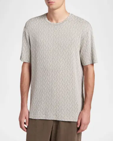 Giorgio Armani Men's Geometric Jacquard Crewneck T-Shirt | Thumbnail 8 Giorgio Armani Men's Geometric Jacquard Crewneck T-Shirt | Thumbnail 8