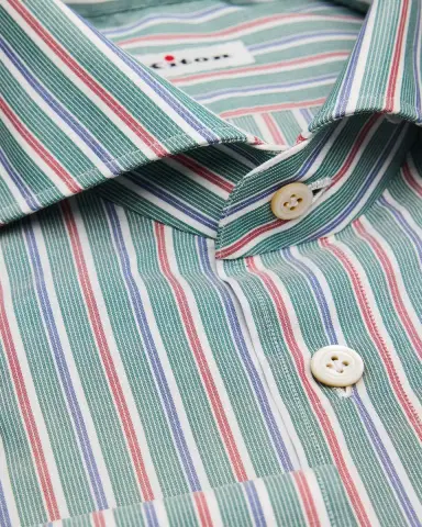 Kiton Men's Variegated Stripe Cotton Dress Shirt | Thumbnail 2 Kiton Men's Variegated Stripe Cotton Dress Shirt | Thumbnail 2