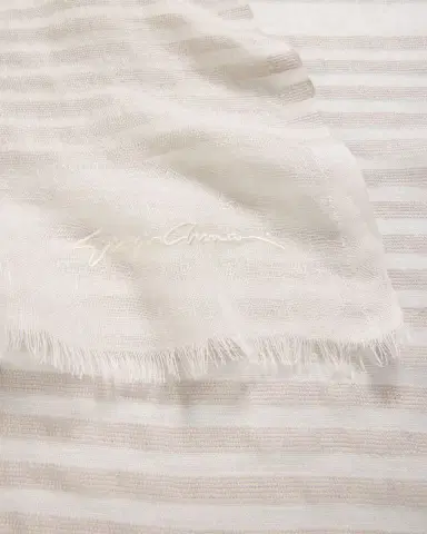 Giorgio Armani Striped Linen-Cotton Jacquard Stole, 80" x 28" | Thumbnail 4 Giorgio Armani Striped Linen-Cotton Jacquard Stole, 80" x 28" | Thumbnail 4