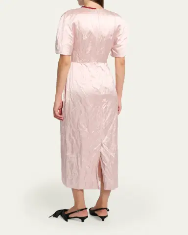 Erdem Tulip Applique Crinkled Satin Short-Sleeve Midi Dress | Thumbnail 3 Erdem Tulip Applique Crinkled Satin Short-Sleeve Midi Dress | Thumbnail 3