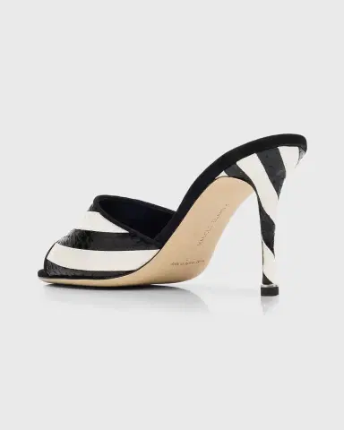 Manolo Blahnik 90mm Larache Striped Embossed Leather Mule Sandals | Thumbnail 4 Manolo Blahnik 90mm Larache Striped Embossed Leather Mule Sandals | Thumbnail 4