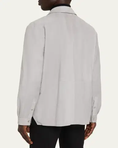 Kiton Men's Cotton Snap-Placket Shirt Jacket | Thumbnail 3 Kiton Men's Cotton Snap-Placket Shirt Jacket | Thumbnail 3