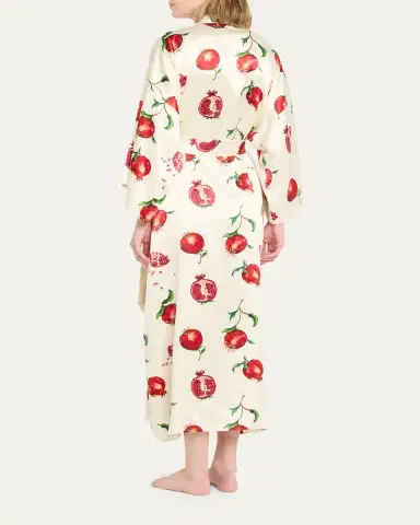 Olivia von Halle Queenie Allegra Pomegranate-Print Silk Satin Robe | Thumbnail 3 Olivia von Halle Queenie Allegra Pomegranate-Print Silk Satin Robe | Thumbnail 3
