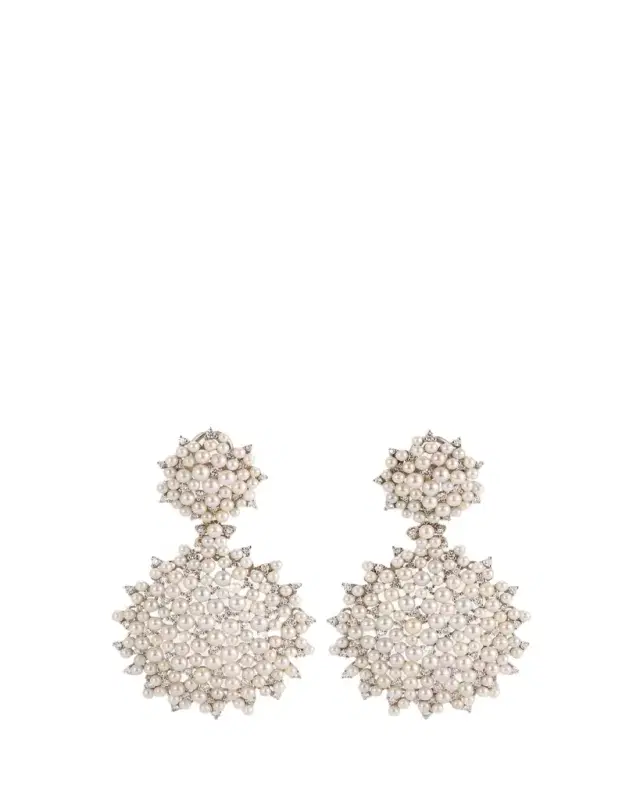 Lagrange 18K Large Pearl & Diamond Double-Dangle Earrings Lagrange 18K Large Pearl & Diamond Double-Dangle Earrings