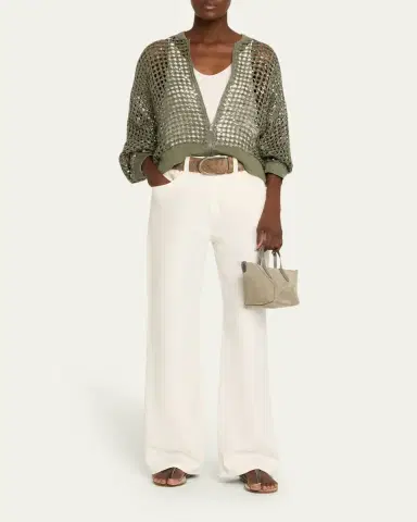 Brunello Cucinelli Paillette Mesh Knit Bomber Jacket | Thumbnail 2 Brunello Cucinelli Paillette Mesh Knit Bomber Jacket | Thumbnail 2