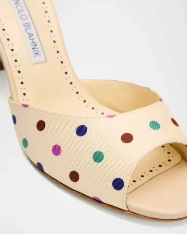 Manolo Blahnik 50mm Jadaron Polka-Dot Twill Mules | Thumbnail 9 Manolo Blahnik 50mm Jadaron Polka-Dot Twill Mules | Thumbnail 9