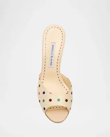 Manolo Blahnik 50mm Jadaron Polka-Dot Twill Mules | Thumbnail 10 Manolo Blahnik 50mm Jadaron Polka-Dot Twill Mules | Thumbnail 10