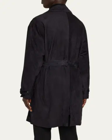 Kiton Men's Suede Double-Breasted Trench Coat | Thumbnail 3 Kiton Men's Suede Double-Breasted Trench Coat | Thumbnail 3