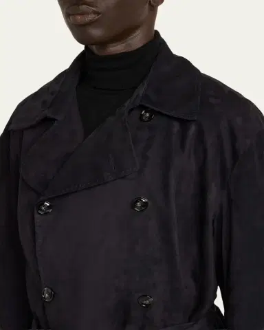 Kiton Men's Suede Double-Breasted Trench Coat | Thumbnail 5 Kiton Men's Suede Double-Breasted Trench Coat | Thumbnail 5