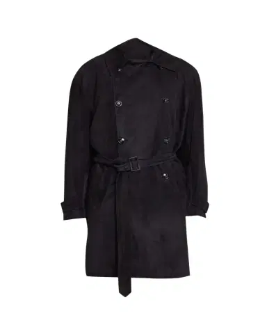 Kiton Men's Suede Double-Breasted Trench Coat | Thumbnail 1 Kiton Men's Suede Double-Breasted Trench Coat | Thumbnail 1