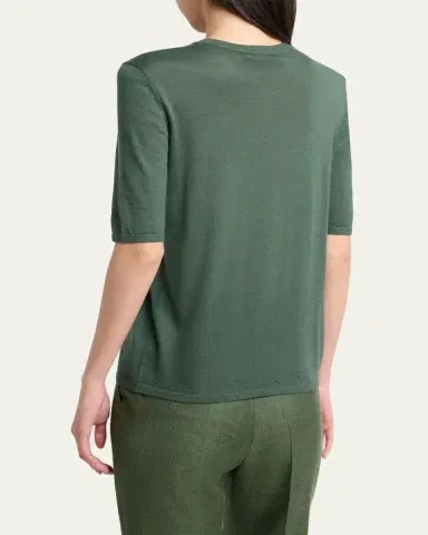 Gabriela Hearst Chryse Cashmere-Silk Short-Sleeve Sweater | Thumbnail 3 Gabriela Hearst Chryse Cashmere-Silk Short-Sleeve Sweater | Thumbnail 3