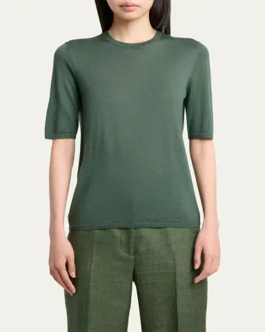 Gabriela Hearst Chryse Cashmere-Silk Short-Sleeve Sweater | Thumbnail 4 Gabriela Hearst Chryse Cashmere-Silk Short-Sleeve Sweater | Thumbnail 4