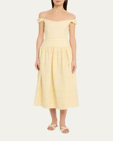 Markarian Georgie Striped Seersucker Off-The-Shoulder Midi Dress | Thumbnail 2 Markarian Georgie Striped Seersucker Off-The-Shoulder Midi Dress | Thumbnail 2