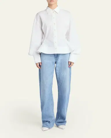 Stella McCartney Cotton Poplin Button-Front Peplum Shirt | Thumbnail 2 Stella McCartney Cotton Poplin Button-Front Peplum Shirt | Thumbnail 2