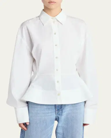 Stella McCartney Cotton Poplin Button-Front Peplum Shirt | Thumbnail 4 Stella McCartney Cotton Poplin Button-Front Peplum Shirt | Thumbnail 4