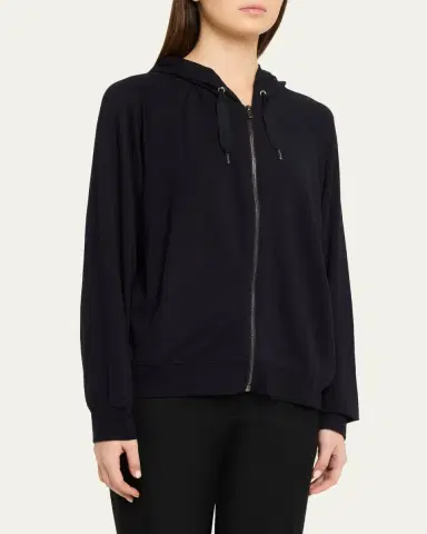 MAJESTIC FILATURES Stretch Zip Hoodie | Thumbnail 4 MAJESTIC FILATURES Stretch Zip Hoodie | Thumbnail 4