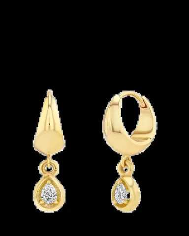 Lizzie Mandler Fine Jewelry Crescent Hoop Earring with Diamond Pear, Single | Thumbnail 2 Lizzie Mandler Fine Jewelry Crescent Hoop Earring with Diamond Pear, Single | Thumbnail 2
