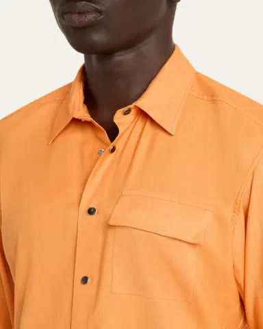 Kiton Men's Cashmere Pocket Snap-Placket Shirt | Thumbnail 5 Kiton Men's Cashmere Pocket Snap-Placket Shirt | Thumbnail 5
