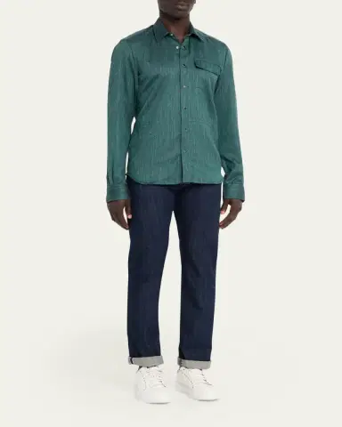 Kiton Men's Cashmere, Wool and Silk Snap-Placket Shirt | Thumbnail 2 Kiton Men's Cashmere, Wool and Silk Snap-Placket Shirt | Thumbnail 2