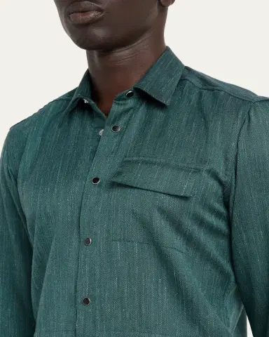 Kiton Men's Cashmere, Wool and Silk Snap-Placket Shirt | Thumbnail 5 Kiton Men's Cashmere, Wool and Silk Snap-Placket Shirt | Thumbnail 5