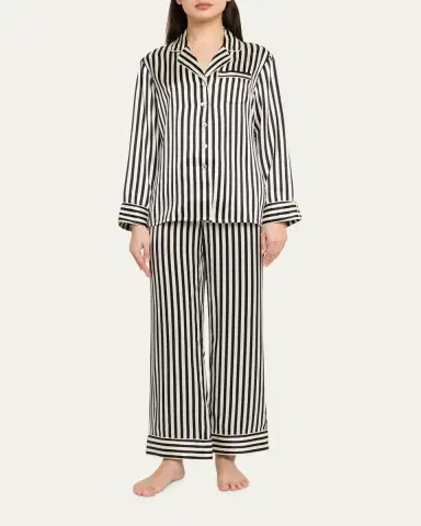 Olivia von Halle Lila Nika Striped Silk Satin Pajama Set | Thumbnail 2 Olivia von Halle Lila Nika Striped Silk Satin Pajama Set | Thumbnail 2